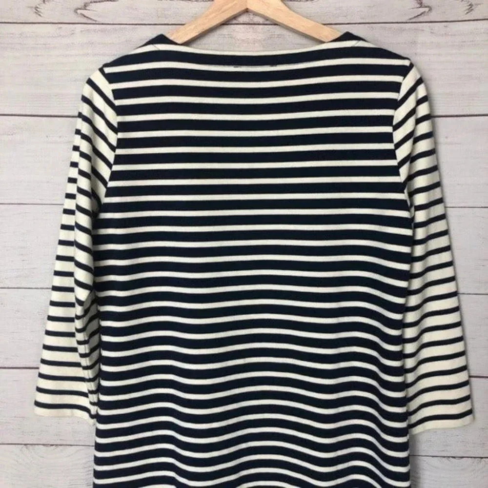 Vineyard Vines Navy Blue & White Nautical Stripe Long Sleeve Shift Dress S - Picture 8 of 9